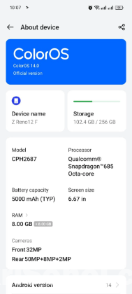 Oppo Reno 12 F (Official) 8GB 256GB